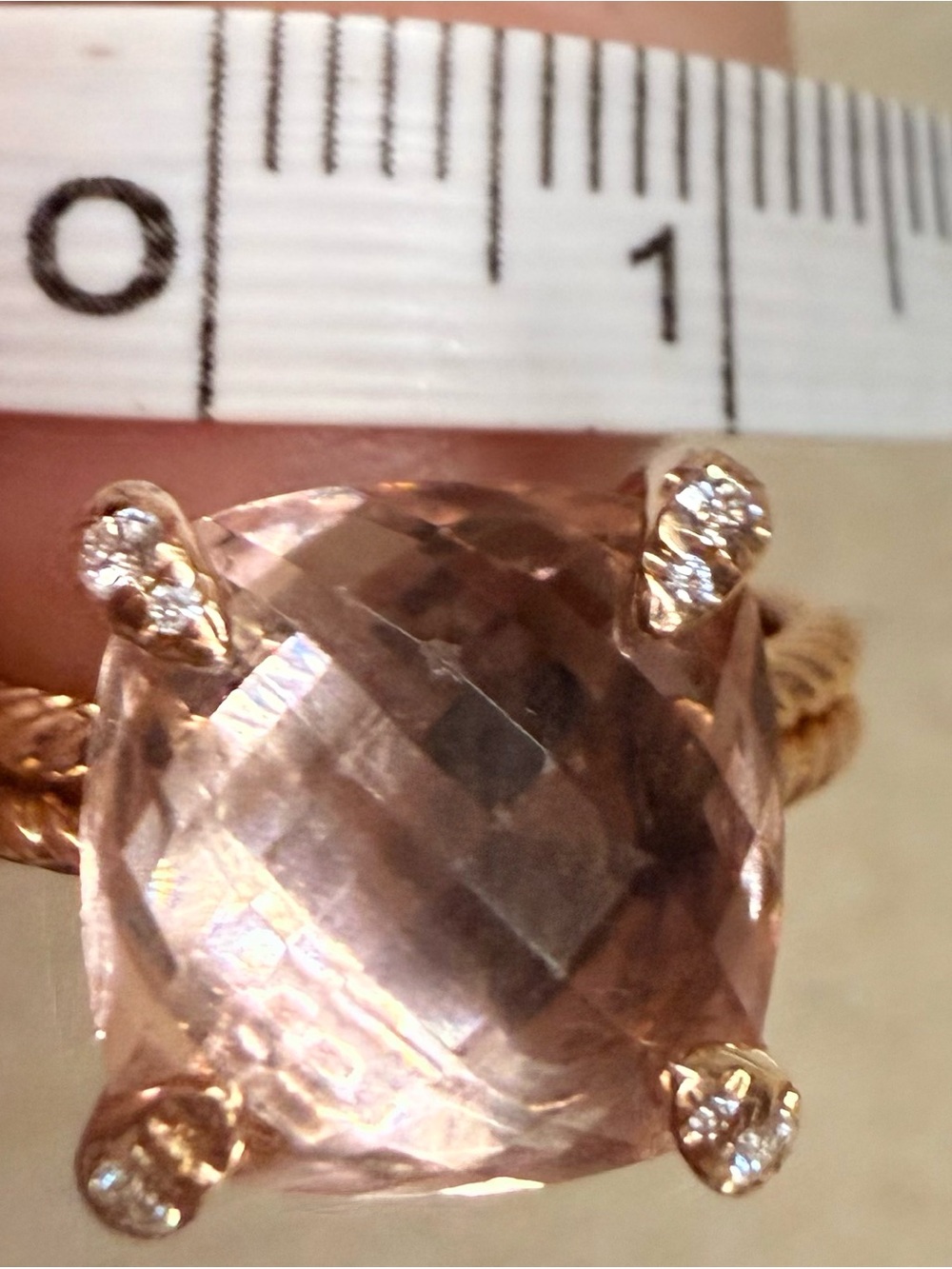 David Yurman CHATELAINE RING 11mm 18K RoseGoldMorganite w/ Diamonds - Picture 10 of 13